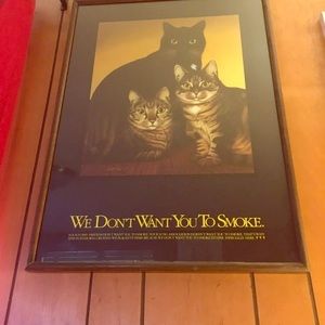 cat wall hanging promoting non smoking